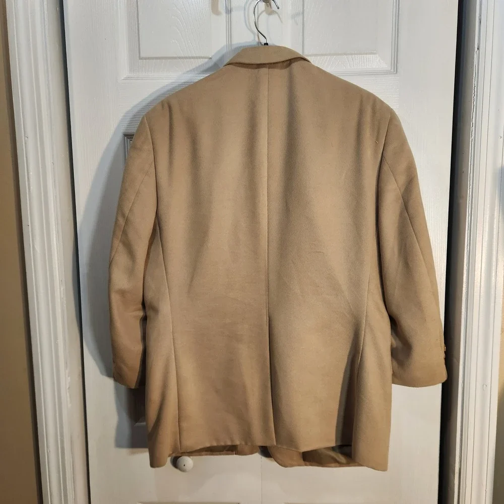 Supra Suede Men Two Button Blazer Jacket Tan Camel Faux Suede Sport Coat 42R VTG